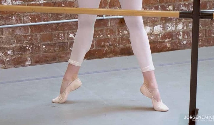 Image of a ballet dancers feet and legs